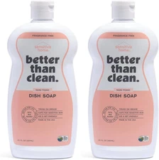 Fragrance Free 2-Pack Dish Soap – 97% Plant-Based, Hypoallergenic, Non-Toxic, Cu