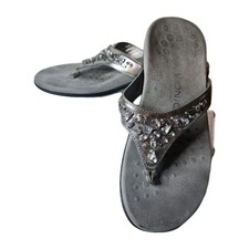 Vionic Sandals Orthopedic Pearl Thong Rhinestone Comfort Silver Size 8/9 READ