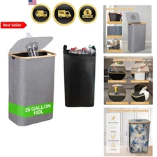 Kitchen Recycling Bin 26 Gallon Large Capacity Reusable Liner Grey