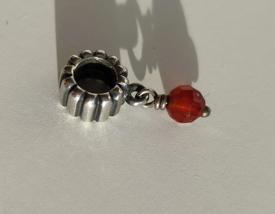 925 Silber Pandora Charm Januar Granat Geburtsstein Perle Blume Vintage Armband