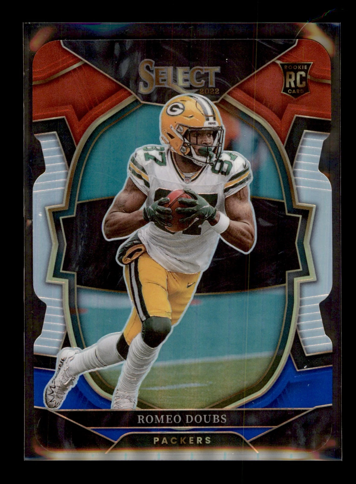 2022 Panini Select Red and Blue Prizm Die Cut #54 Romeo Doubs RC Packers