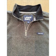 Lands' End Fleece Quarter Zip Anyweather Pullover Men's XL High Collar Gray