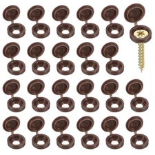 Screw Snap Covers Plastic Hinged Screw Cover Caps 5 mm & 100 Pack & Dark Coffee