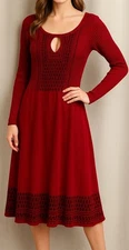 Olive+Oak Women’s Size Medium Sweater Knit Flair Dress #120951 Holiday Red