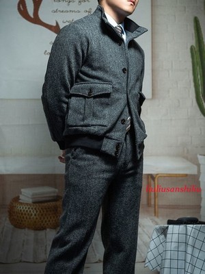 Classic Men's Fall & Winter Vintage Tweed Jacket Men's Jacket Ivy Style College
