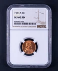 1953-S Lincoln Wheat Small Cent Copper NGC MS66 RD WB033
