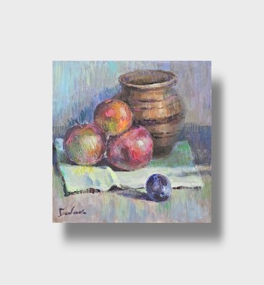 Oil painting Plums Ukrainian painter canvas Unframed Decor original still life