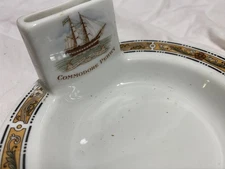 Vtg Commodore Perry Ship Match Holder Dish  O.P. Co Syracuse China J-6