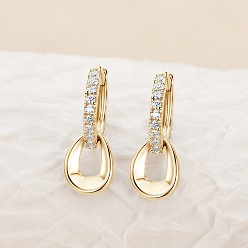Huggie Hoop Earrings Dangle Drop Moissanite Earrings for Women Sterling Silver - Picture 7 of 17