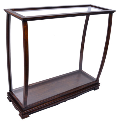 Brown Tall Ship Model Display Case Wooden Medium 34'' Table Top Cabinet Stand New