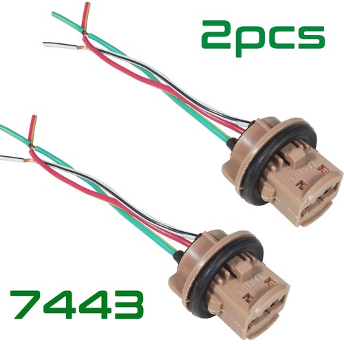 2x 7443 7444 Female Socket Connector Front Turn Signal Light Wire Harness Cable - Picture 1 of 8
