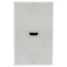 Parts Express 1-Port HDMI Wall Plate with 4" Pigtail White