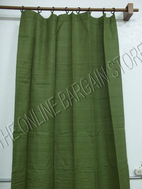 2 Pottery Barn Anna Raw Silk Window Ring Top Drapes Curtains Panels 40x124 Green Ebay