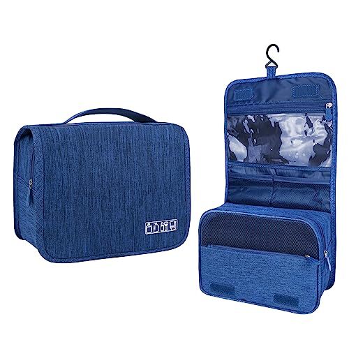 Large Hanging Toiletry Bag for Men - Spacious Navy Blue Travel Organizer