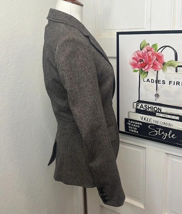 Gucci коричневый и кремовый Herringbone блейзер размер 40/4US - Изображение 2 из 4