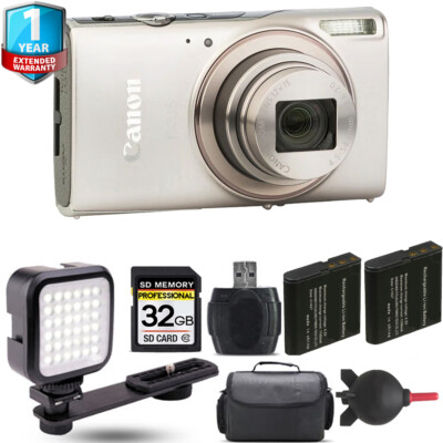 Canon PowerShot IXUS 285 Camera (Silver) + Extra Battery + LED +1 Yr Warranty