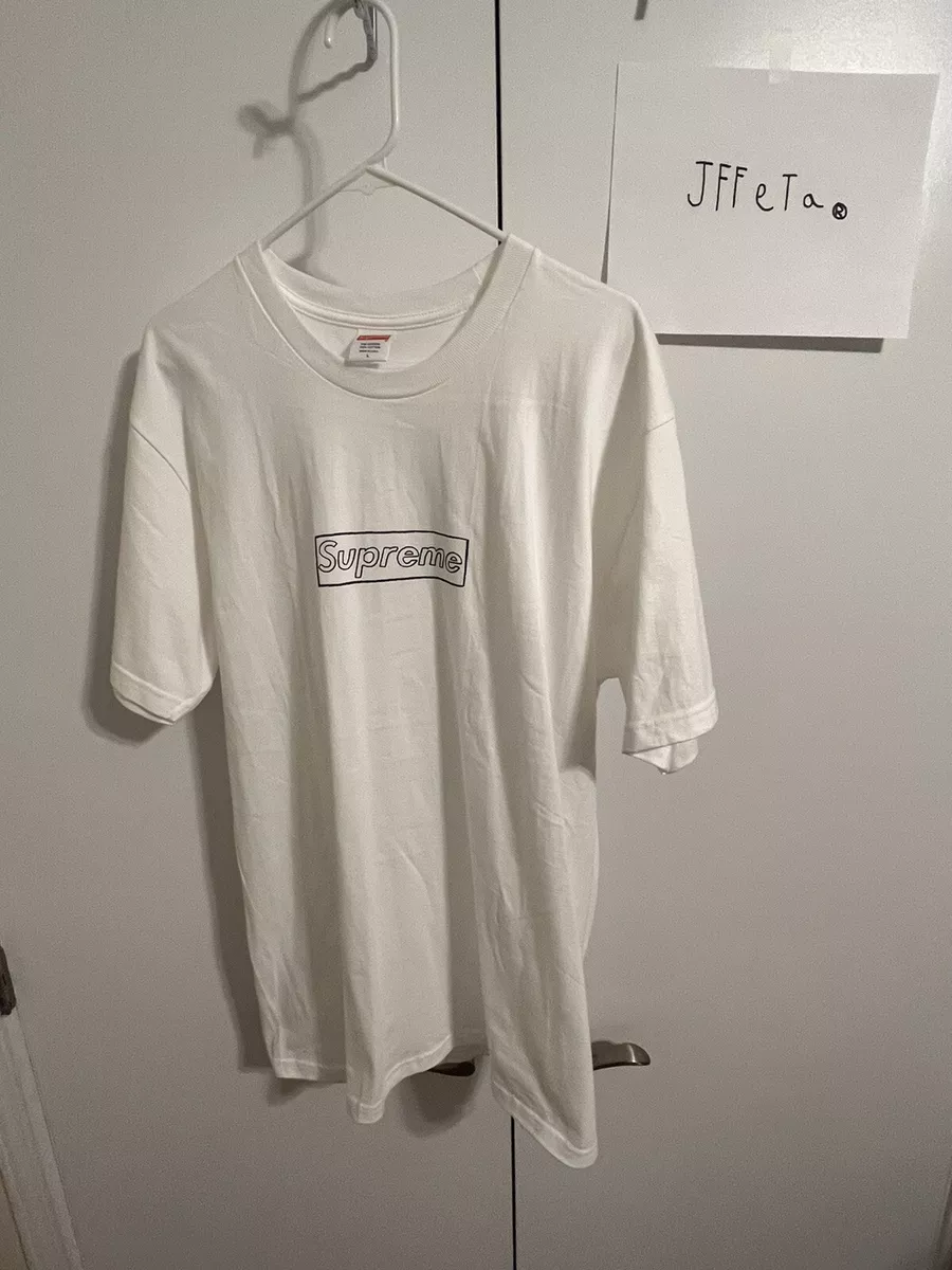 Supreme KAWS Chalk Logo Tee White Size Large   eBay