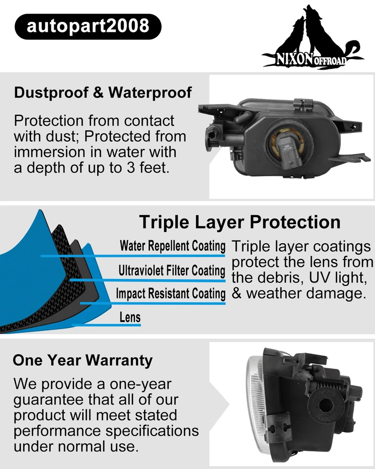 Fog Lights For 2000 2001 2002 2003 2004 Mercedes Benz SLK 320 Front Bumper Lamps - Image 4 of 4