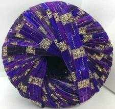 Memento Royale Berlini Glitter Ribbon Yarn #161 Purple Royale Gold 3/8" 88y 50gr