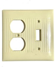 Vintage Sierra Ribbed Combo Electrical Outlet Wall Plate Switch Cover IVORY MCM