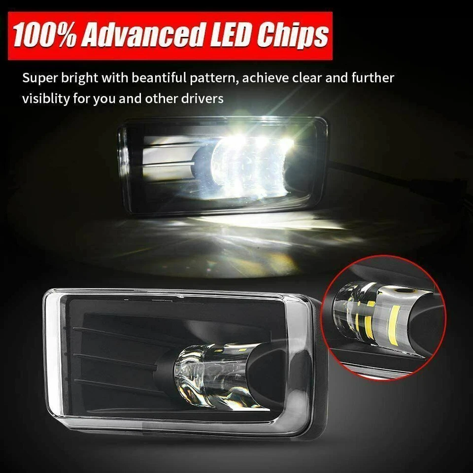 Par de luzes de neblina LED para 2007-2014 Chevy Silverado 1500 2500 3500 - Imagem 2 de 4