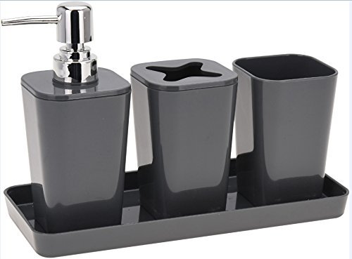 Set 4/5 pcs Bathroom Accessory Set Soap Dispenser Toothbrush Holder Tumbler Tray - Picture 8 of 24