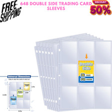 648 Double Side Trading Card Sleeves, 9 Pocket Binder Sheets for 3 Ring Binder.