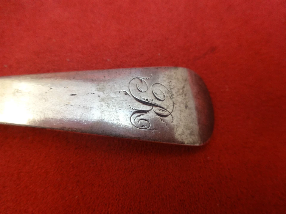 2 English Sterling Silver Serving Spoons London circa 1810 (#2154) - Image 2 of 3