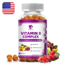 Vitamin B Complex 120 Capsules B1,B2,B3,B5,B6,B7,B9,B12, Immune Support Pills