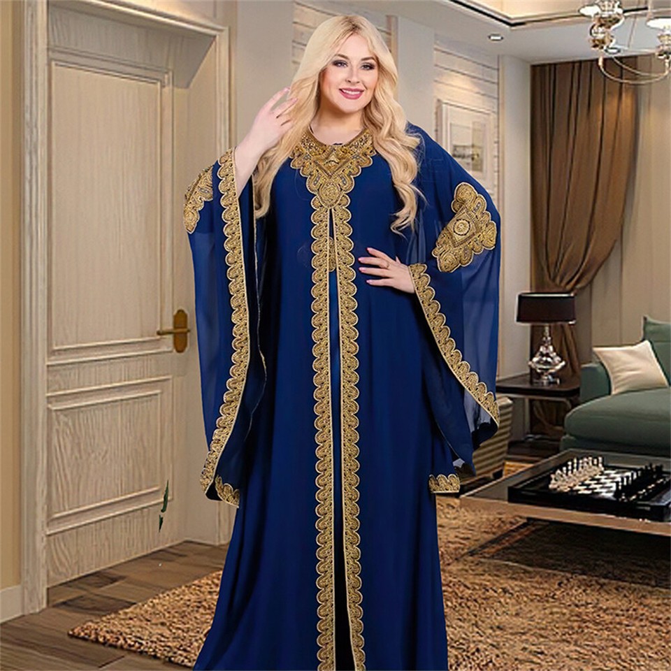 Muslim Women's Swirl Embroidered Maxi Dress - 70164 Cappuccino main image 0