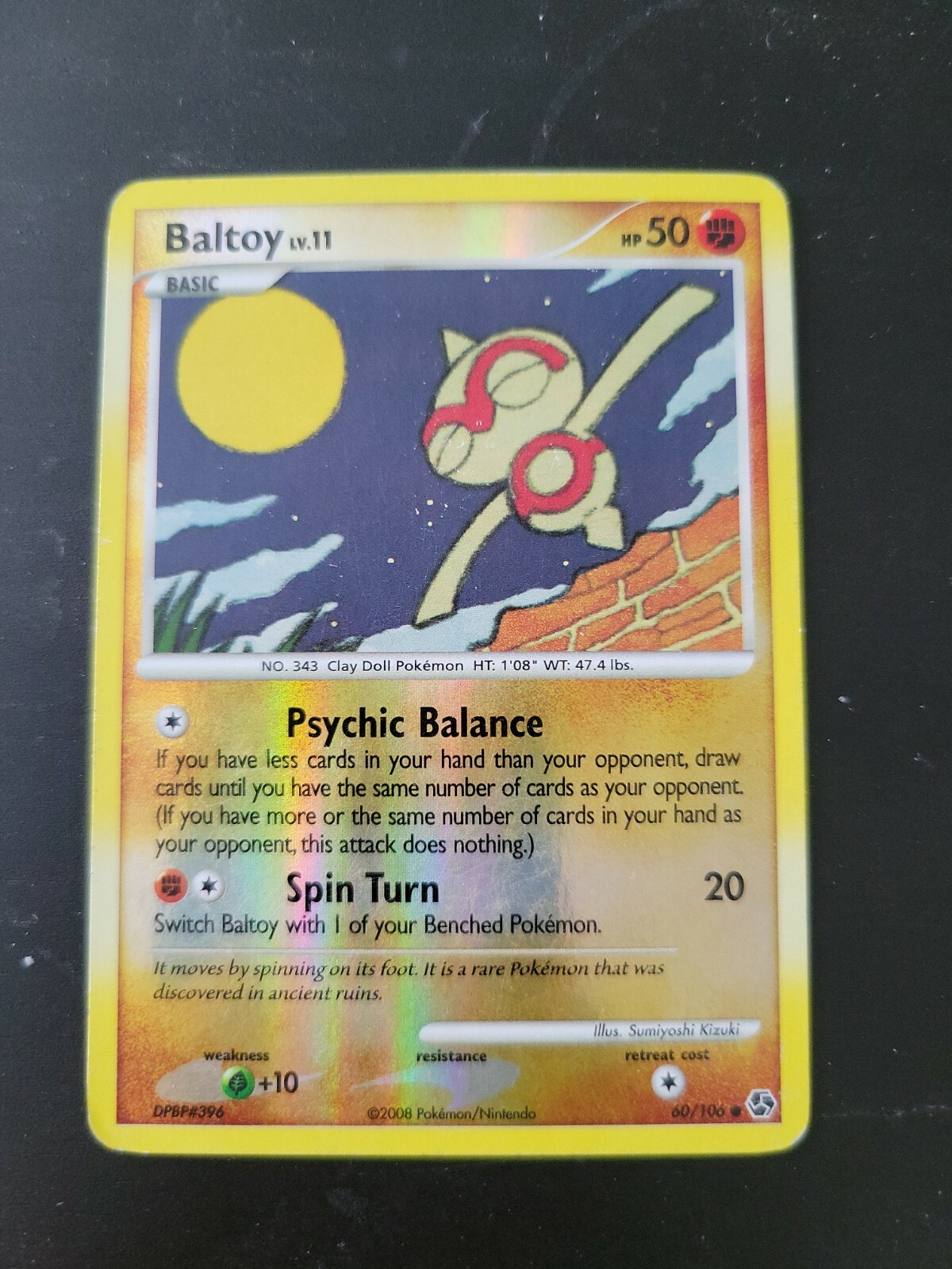 Pokemon TCG Card 2008 Great Encounters - Baltoy 60/106 Reverse Holo