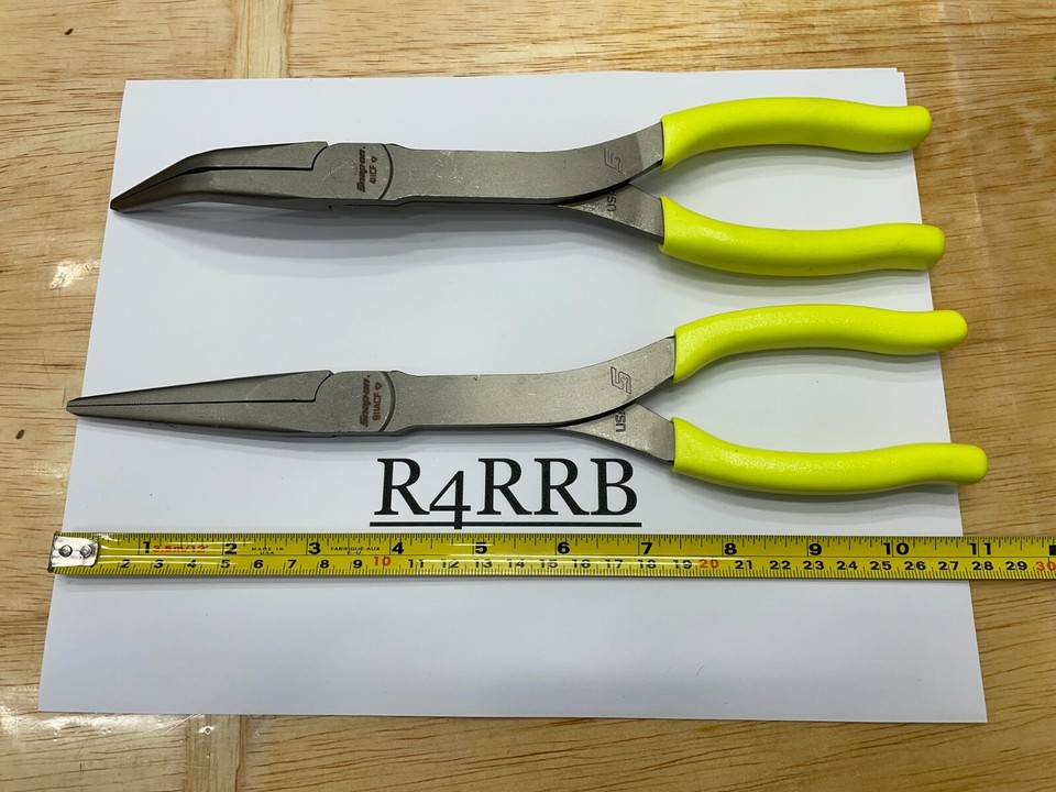 Snap-On Tools USA NEW 2pc HIVIZ Soft Grip LONG Neck Needle Nose Pliers ...