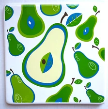 Boston Warehouse Ceramic Trivet Avocado Mid Century Modern Retro 7.25" 