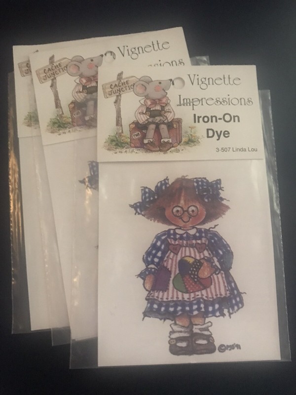 NEW Vignette Impressions Lot of 3 Iron-On Dye Linda Lou 3-507 NOS Fabric Crafts