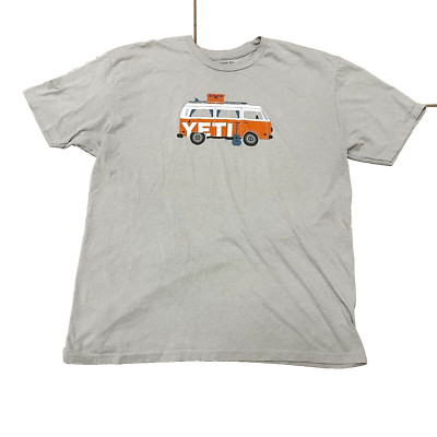Yeti Men's Tan T Shirt with Volkswagen Bus Graphic Size 2XL