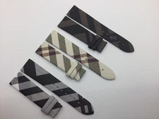 12 14 16 18 20 22MM CHECK PRINTED GENUINE LEATHER STRAPS FOR BURBERRY WATCH