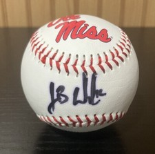 JB WOODMAN Signed Baseball. Ole Miss Rebels Logo Baseball.