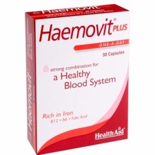 Health Aid Haemovit Plus (Iron, Vit B12, Vit B6, Folic Acid), 30 Caps