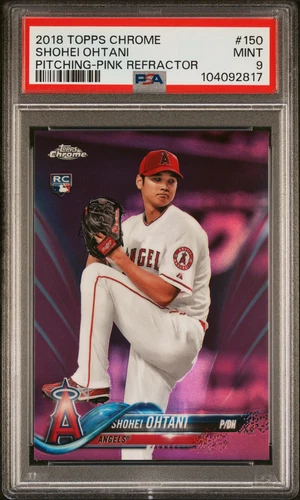 2018 TOPPS CHROME PITCHING-PINK REFRACTOR #150 SHOHEI OHTANI ROOKIE RC PSA 9