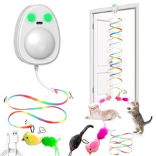 Interactive Cat Toys for Indoor Cats,Electric Flying Bird Mouse Wand Teaser...