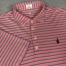 Johnnie-O Shirt Mens Large Red Stripe Hangin Out Polo Performance Golf Stretch