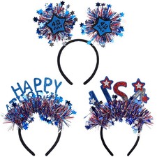 3PCS 4th of July Headband for Women, Red White Blue Glitter Hairband for Inde...