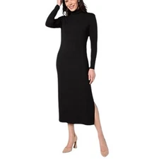 WOMEN WITH CONTROL NWOT Finespun Jersey Tummy Control Midi Dress Black Large
