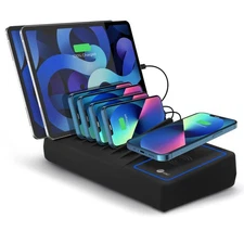 SIIG 10 Port 150W USB Charging Station with Qi Wireless Charging Deck 6X USB-A