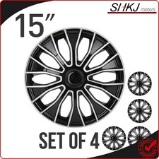 4 Pcs 15 Universal Wheel Covers Snap On Full Hub Caps R15 Tiresteel Rim Black