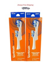New- Pack of 2 Spinbrush Smart Clean Replacement Brush Heads Soft 4 Total