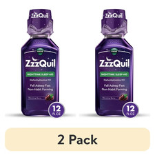  2 pack ZzzQuil Liquid Sleep Aid, Diphenhydramine 50mg HCl,Berry Flavo 12 fl oz