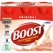 Nestle Boost Original Balanced Nutritional Drink Creamy Strawberry 8 oz 6 Ct