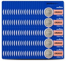 Murata Cr2032 3V Lithium Coin Cell Battery 100 Pack Long Lasting Performance
