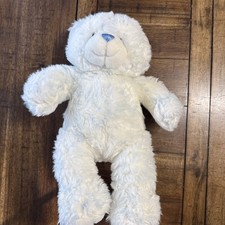 Build-A-Bear Workshop White Teddy Bear Blue Nose Plush Stuffed Animal 16  